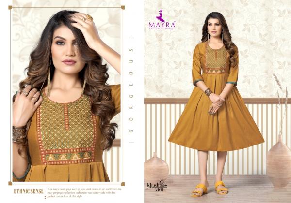 Mayra khushboo Rayon embroidery Designer kurti collection        